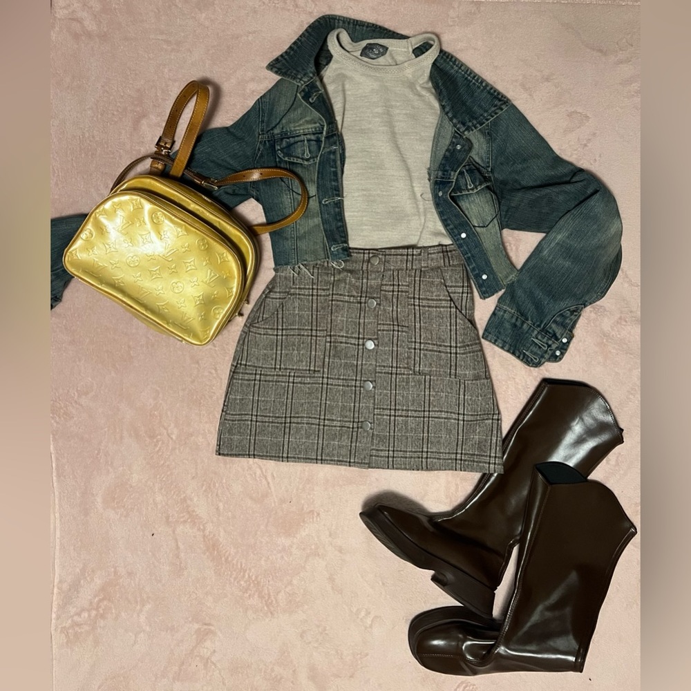 Brown Plaid Skirt